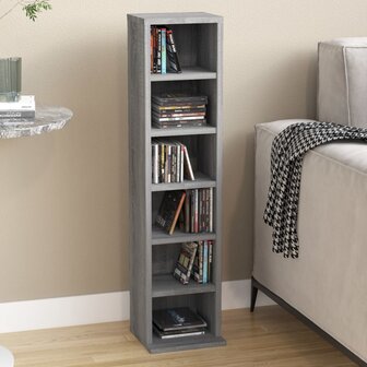 Cd-kast 21x20x88 cm bewerkt hout grijs sonoma eikenkleurig 1