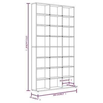 Cd-kast 102x23x177,5 cm bewerkt hout gerookt eikenkleurig 6
