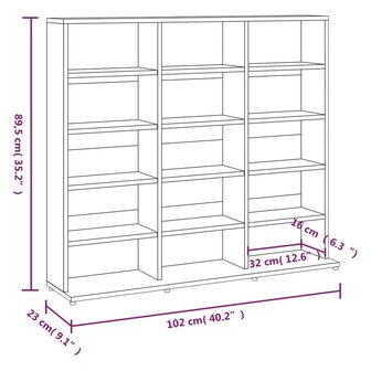 Cd-kast 102x23x89,5 cm bewerkt hout grijs sonoma eikenkleurig 7