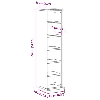 Cd-kast 21x20x88 cm bewerkt hout artisanaal eikenkleurig 9
