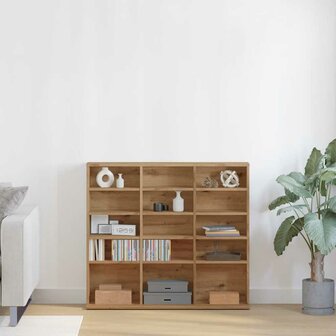 Cd-kast 100x23x89,5 cm bewerkt hout artisanaal eikenkleurig 3