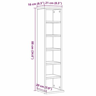 CD-kast 21x20x88 cm spaanplaat zwart eikenkleurig 9