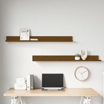 Wandkasten 2 st 110x11x9 cm massief grenenhout honingbruin 5