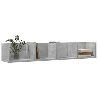 Wandkast 99x18x16,5 cm bewerkt hout betongrijs 4