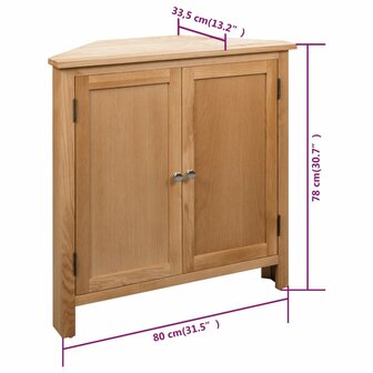Hoekkast 80x33,5x78 cm massief eikenhout 8