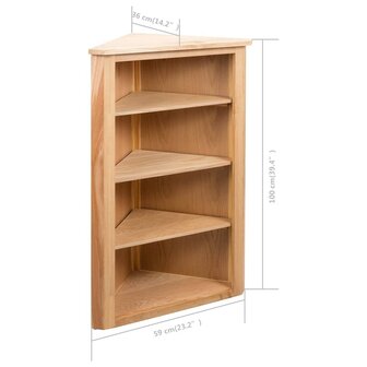 Hoekkast 59x36x100 cm massief eikenhout 6