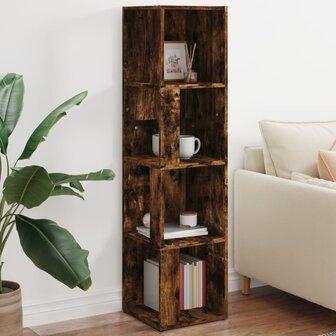Hoekkast 33x33x132 cm bewerkt hout gerookt eikenkleurig 1