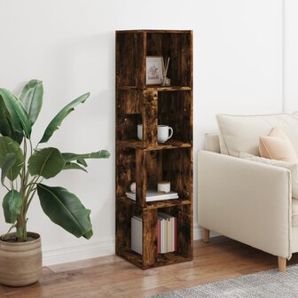Hoekkast 33x33x132 cm bewerkt hout gerookt eikenkleurig 5