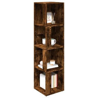 Hoekkast 33x33x132 cm bewerkt hout gerookt eikenkleurig 6