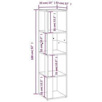 Hoekkast 33x33x132 cm bewerkt hout gerookt eikenkleurig 8