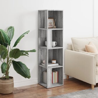 Hoekkast 33x33x132 cm bewerkt hout grijs sonoma eikenkleurig 5