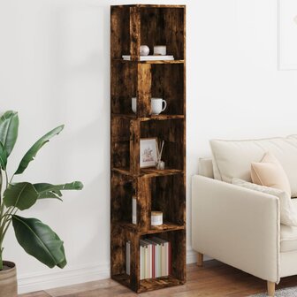 Hoekkast 33x33x164,5 cm bewerkt hout gerookt eikenkleurig 1