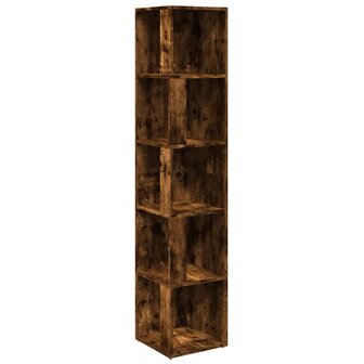 Hoekkast 33x33x164,5 cm bewerkt hout gerookt eikenkleurig 2