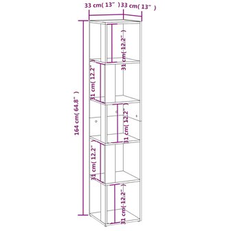 Hoekkast 33x33x164,5 cm bewerkt hout grijs sonoma eikenkleurig 8