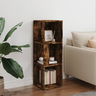 Hoekkast 33x33x100 cm bewerkt hout gerookt eikenkleurig 3