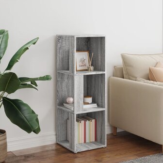 Hoekkast 33x33x100 cm bewerkt hout grijs sonoma eikenkleurig 3