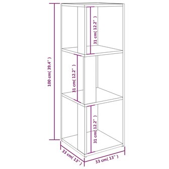 Hoekkast 33x33x100 cm bewerkt hout grijs sonoma eikenkleurig 8