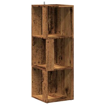 Hoekkast 33x33x100 cm bewerkt hout oud houtkleurig 2