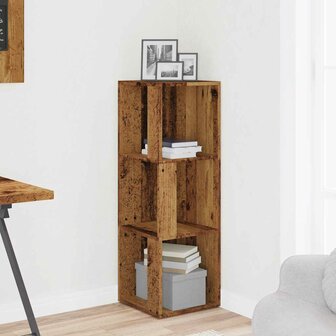 Hoekkast 33x33x100 cm bewerkt hout oud houtkleurig 3