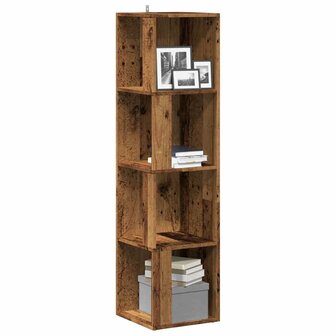 Hoekkast 33x33x132 cm bewerkt hout oud houtkleurig 1