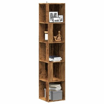 Hoekkast 33x33x165 cm bewerkt hout oud houtkleurig 1