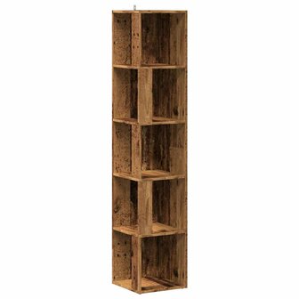 Hoekkast 33x33x165 cm bewerkt hout oud houtkleurig 2