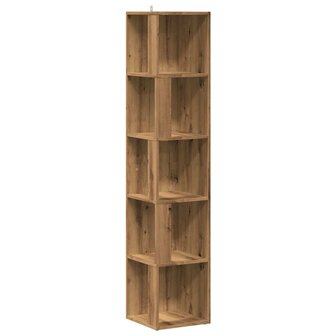 Hoekkast 33x33x165 cm bewerkt hout artisanaal eikenkleur 2