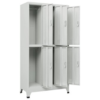 Lockerkast met 6 vakken 90x45x180 cm staal grijs  3