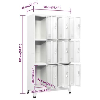 Lockerkast met 9 vakken 90x45x180 cm staal grijs  8