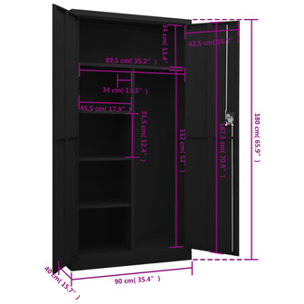 Lockerkast 90x40x180 cm staal zwart 8