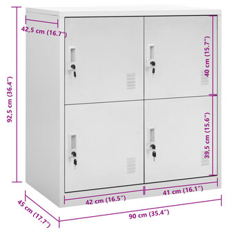 Lockerkast 90x45x92,5 cm staal lichtgrijs 7
