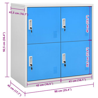 Lockerkast 90x45x92,5 cm staal lichtgrijs en blauw 7