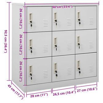 Lockerkast 90x45x92,5 cm staal lichtgrijs 8