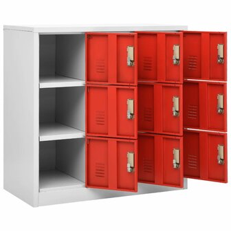 Lockerkast 90x45x92,5 cm staal lichtgrijs en rood 5