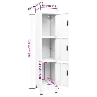 Lockerkast 38x45x180 cm staal wit 8