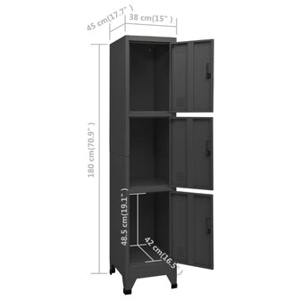 Lockerkast 38x45x180 cm staal antracietkleurig 8