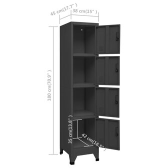 Lockerkast 38x45x180 cm staal antracietkleurig 8