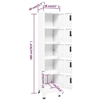Lockerkast 38x40x180 cm staal wit 8