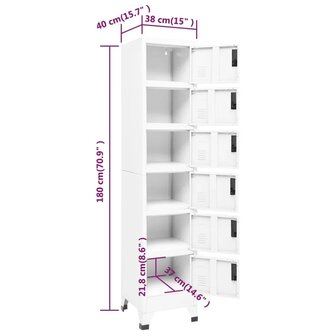Lockerkast 38x40x180 cm staal wit 8
