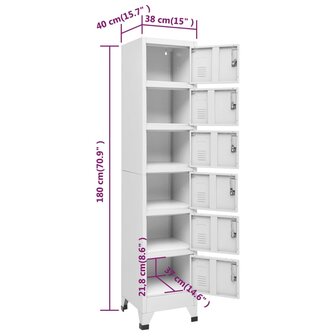 Lockerkast 38x40x180 cm staal lichtgrijs 8