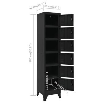 Lockerkast 38x40x180 cm staal zwart 8