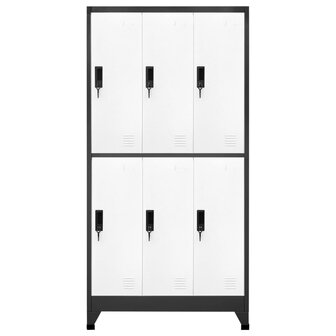 Lockerkast 90x45x180 cm staal antracietkleurig en wit 2