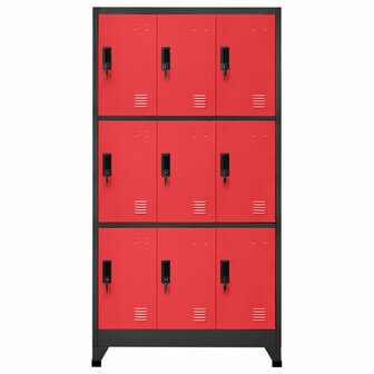 Lockerkast 90x45x180 cm staal antracietkleurig en rood 2