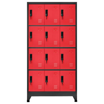 Lockerkast 90x45x180 cm staal antracietkleurig en rood 2