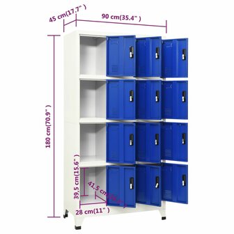 Lockerkast 90x45x180 cm staal grijs en blauw 8