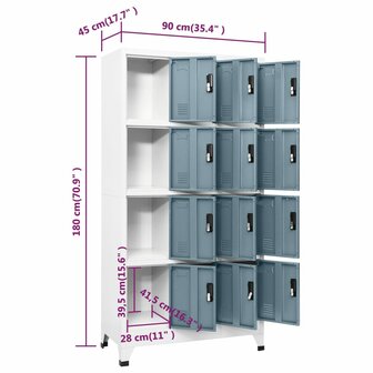 Lockerkast 90x45x180 cm staal lichtgrijs en donkergrijs 8