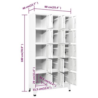 Lockerkast 90x40x180 cm staal lichtgrijs 8