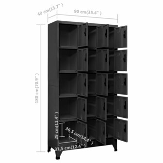 Lockerkast 90x40x180 cm staal antracietkleurig 8