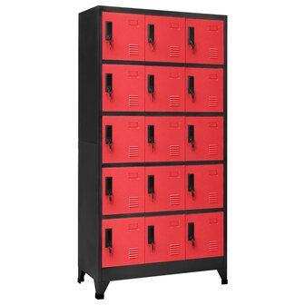 Lockerkast 90x40x180 cm staal antracietkleurig en rood 1