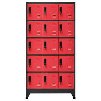 Lockerkast 90x40x180 cm staal antracietkleurig en rood 2